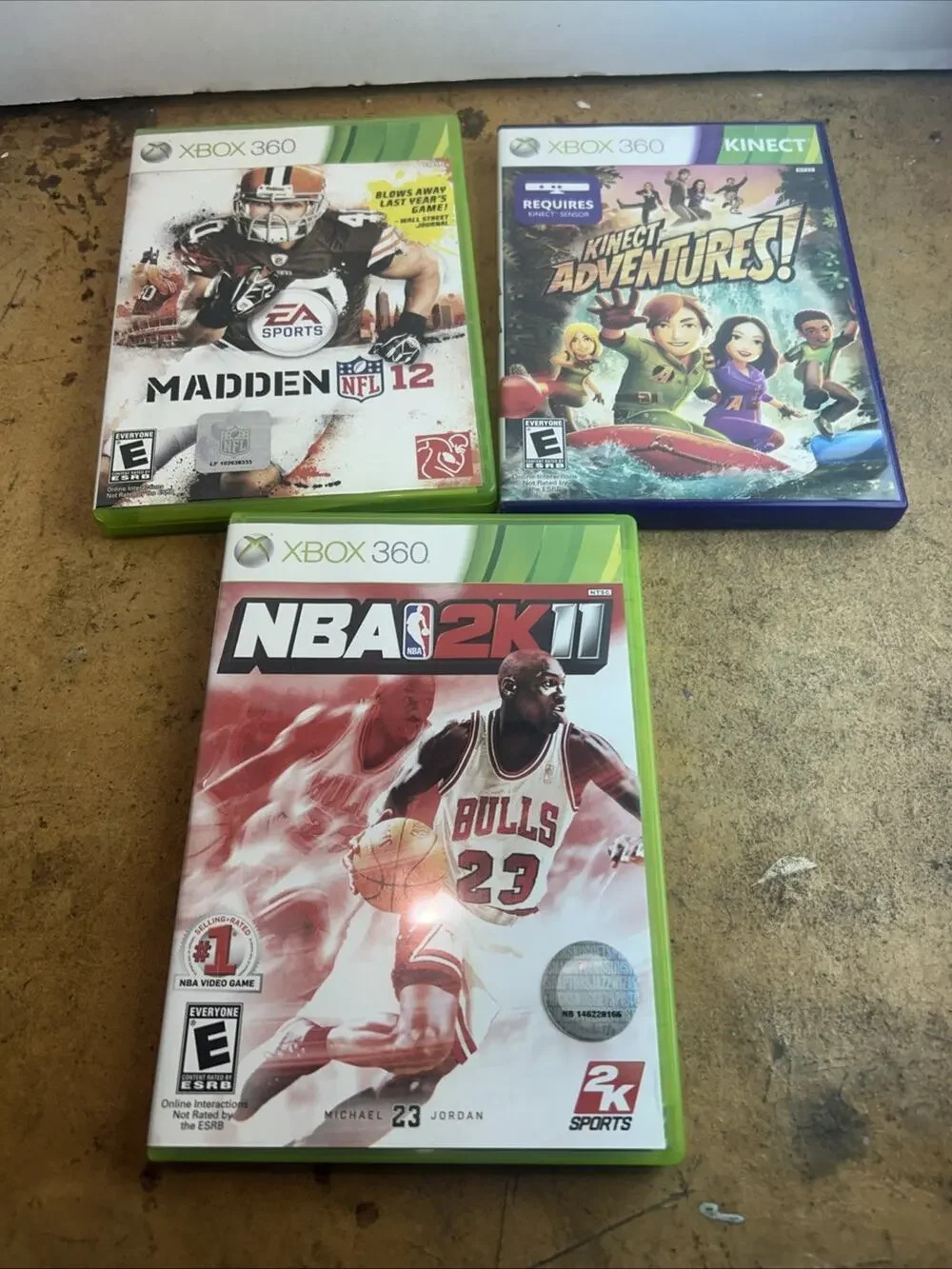 3 Game Xbox 360 Bundle NBA 2k11 Kinect Sports Madden 12